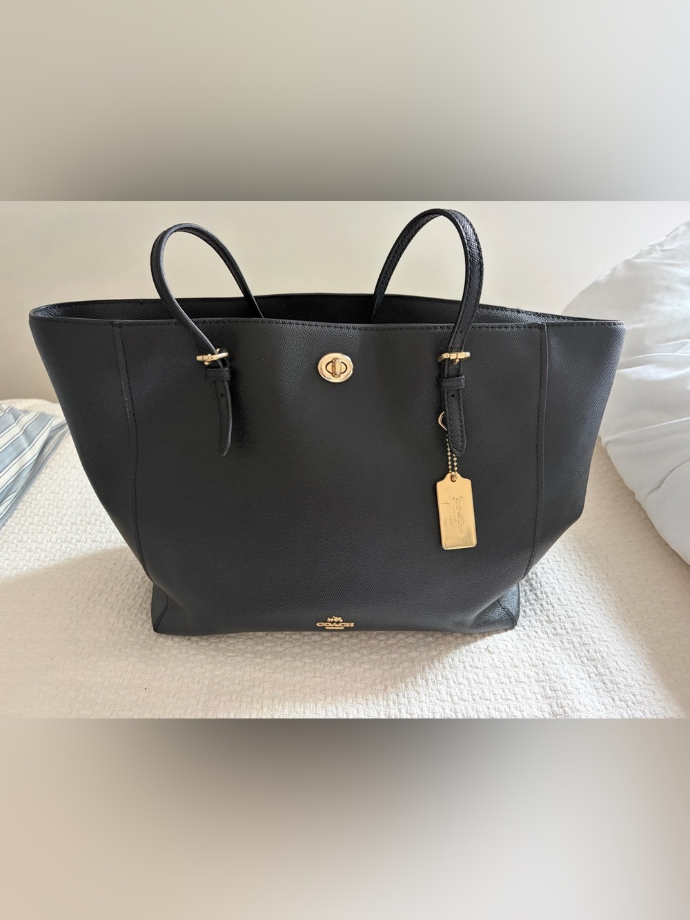 Coach Black Leather Tote Bag